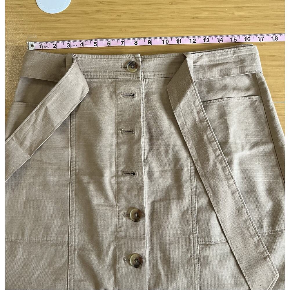 Loft Outlet Button Front Skirt With Belt Tan Size 6 - Picture 4 of 5